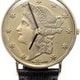 Vintage Lucien Piccard Coin Watch 14k Gold thumbnail